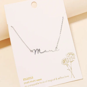 Handwritten Mama Necklace Silver