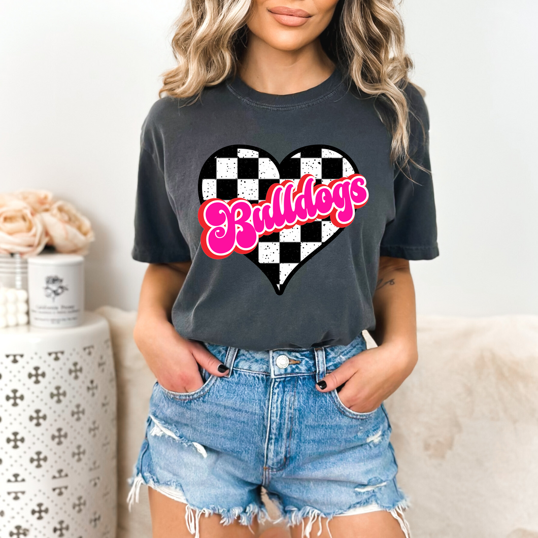 Bulldogs Checkered Heart