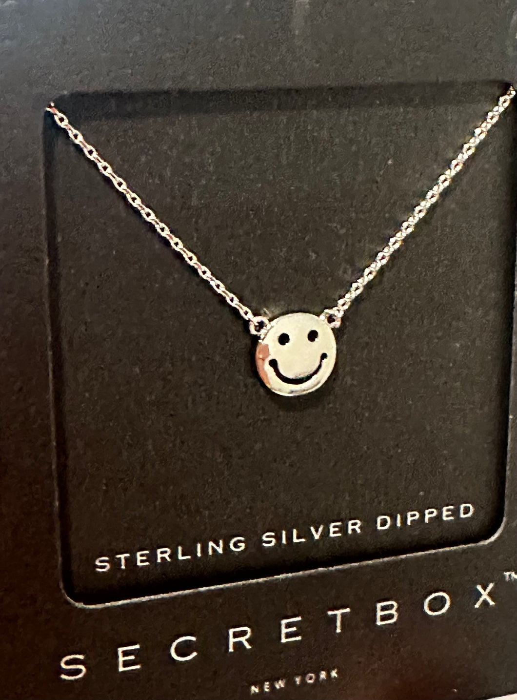 Smiley Face white gold necklace